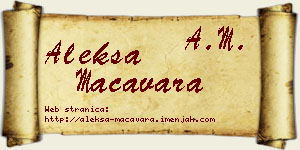 Aleksa Macavara vizit kartica